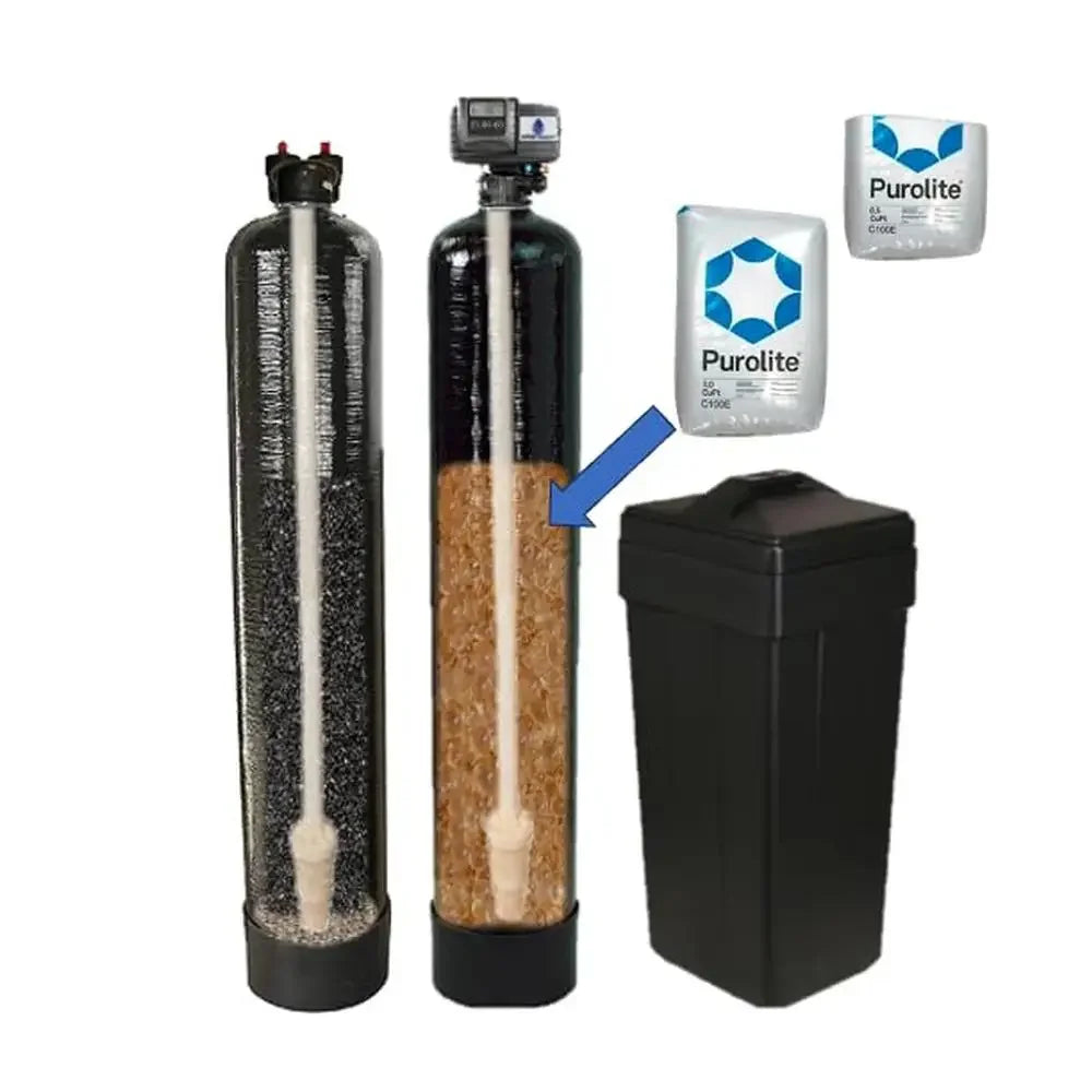 USA Premium Water Softener & Carbon Filtration System 48,000 Grain Fleck 5600SXT Purolite C100E Resin with Carbon Eco-Friendly