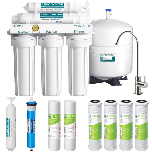 APEC Water Systems ROES-50 Essence Series Top Tier 5-Stage WQA Certified Ultra Safe Reverse Osmosis Drinking Water Filter System