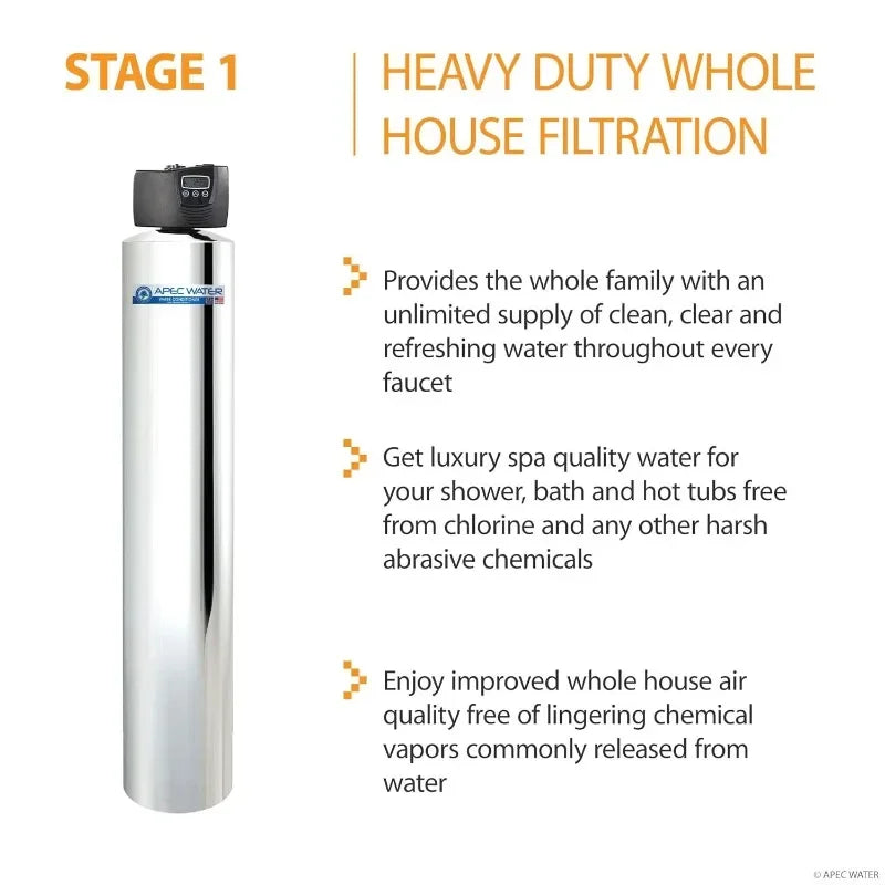 APEC Water Systems TO-SOLUTION-15 Whole House Water Filter, Salt Free Water Softener