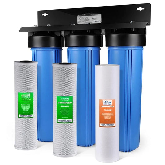 Whole House Water Filter System, Highly Reduces Sediment, Taste, Odor, and up to 99% Chlorine, 3-Stage w/ 20-Inch Sediment